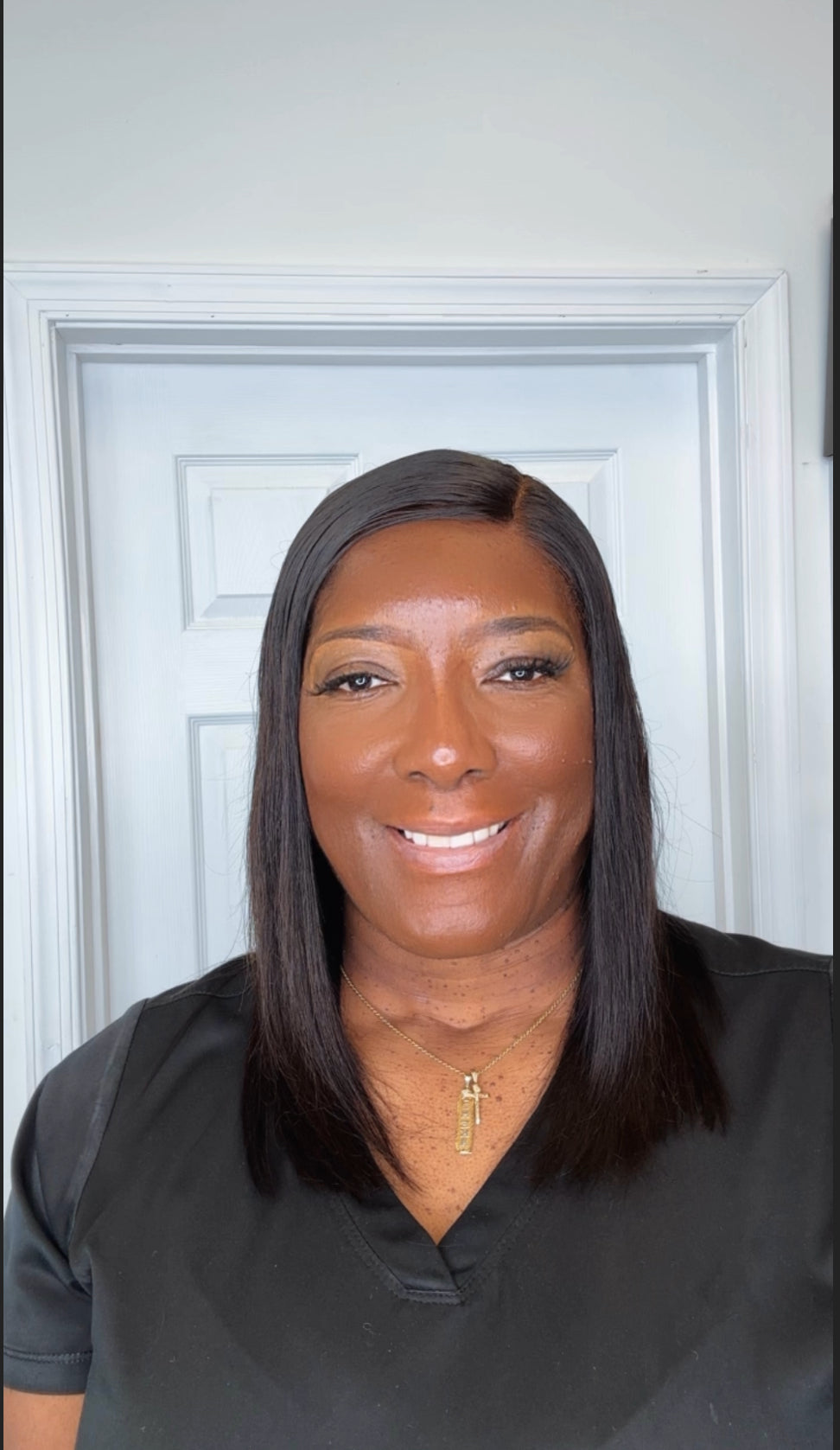 Tam-Natural Black 5x5 HD Lace Closure Glueless Wig – 12" Straight Human Hair