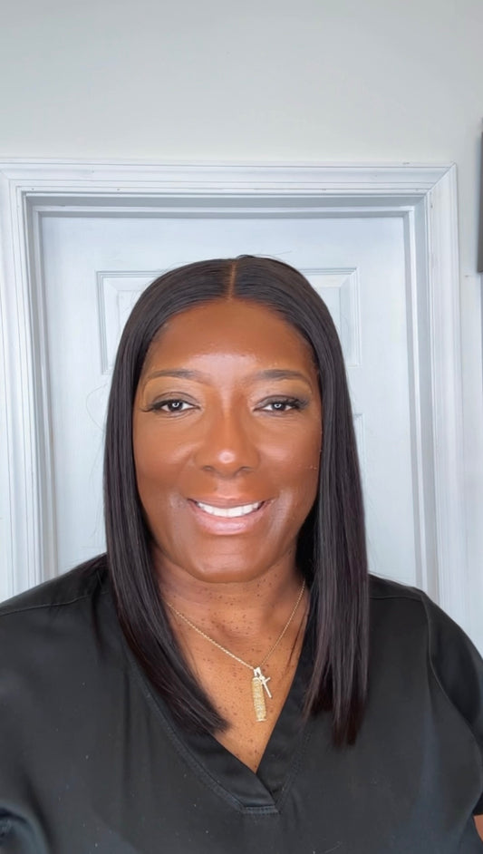 Tam-Natural Black 5x5 HD Lace Closure Glueless Wig – 12" Straight Human Hair