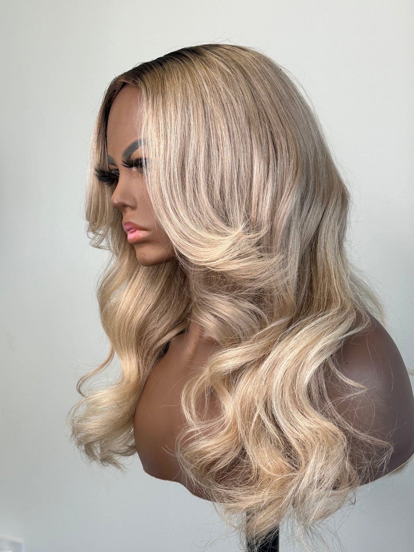 Lisa-20" HD Lace Top Dark Root Blonde Balayage  Illustra™ Invisble Lace Top Human Hair Non Surgical Hair Replacement