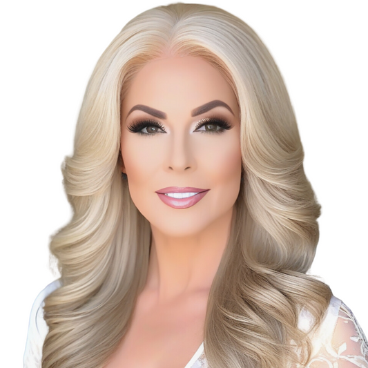 Katie 18" Invisible Lace Top Glueless Platinum Blonde Human Hair Wig