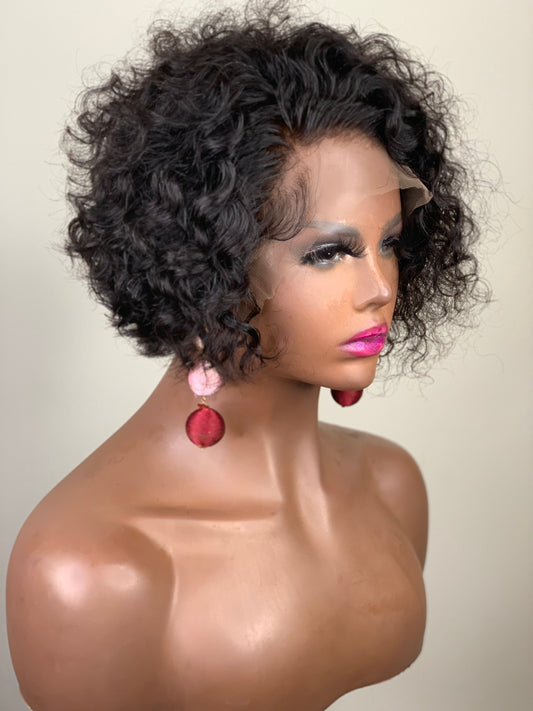 LaShawn-Lace Frontal Deep Curly Wet & Wavy Glueless  Human Hair Wig